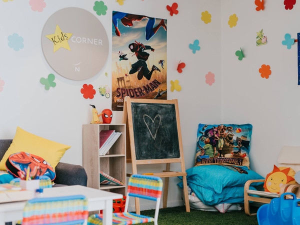 a kids' corner inside the room at Novotel Newcastle Beach
