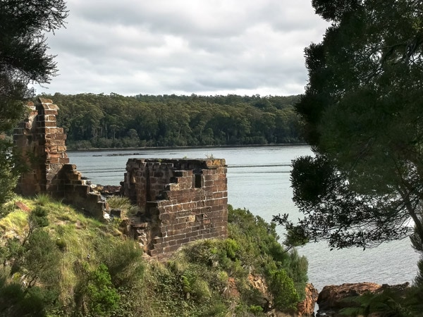 the penal settlement ruins on Sarah Island