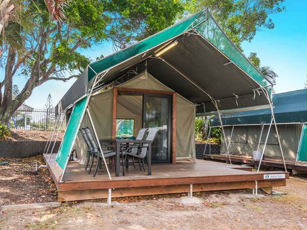a safari tent at Tweed Holiday Parks Fingal Head