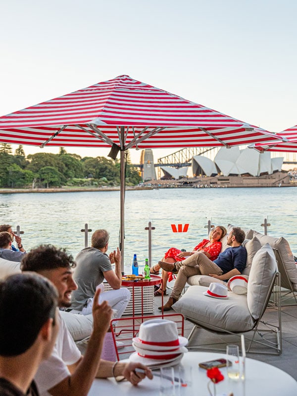 people enjoying drinks at the Westpac OpenAir Cinema