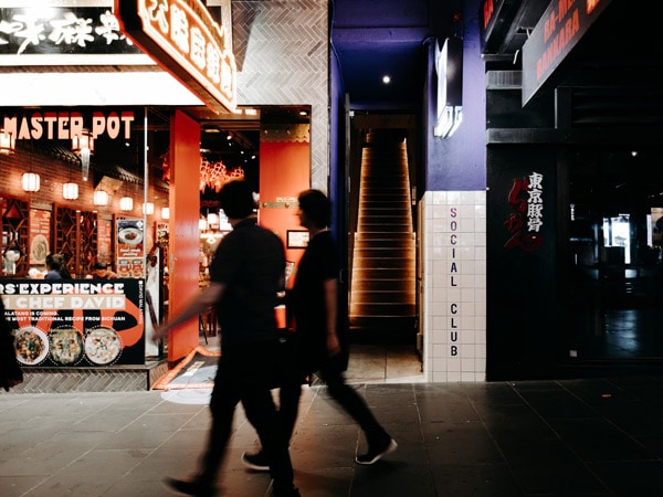 the entrance of Dom’s Social Club, Melbourne CBD