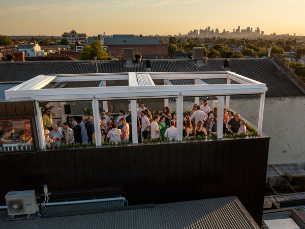 a drone shot of Gigi Rooftop Bar, Thornbury