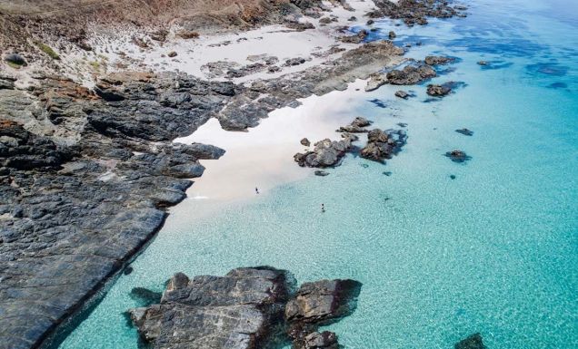 Aerial shot of Carrickalinga Beach in South Australia