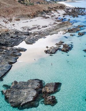 Aerial shot of Carrickalinga Beach in South Australia