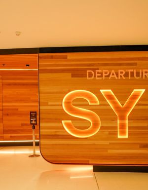 Sydney Airport international terminal departure sign