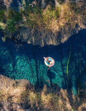 floating over Bitter Springs, Elsey National Park, NT