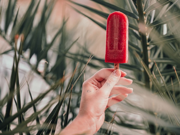 a hand holding an icy pole