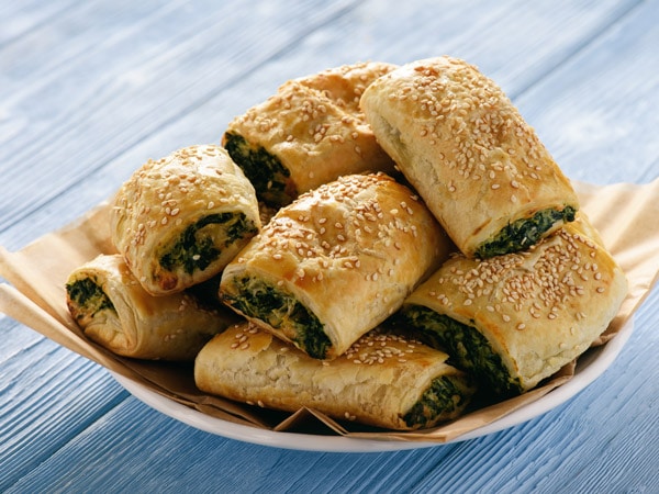 spinach ricotta rolls on a plate