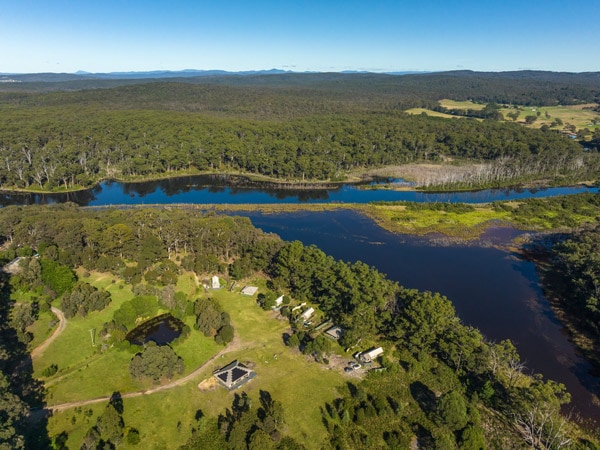 an aerial view of Tanja Lagoon Camp, Merimbula