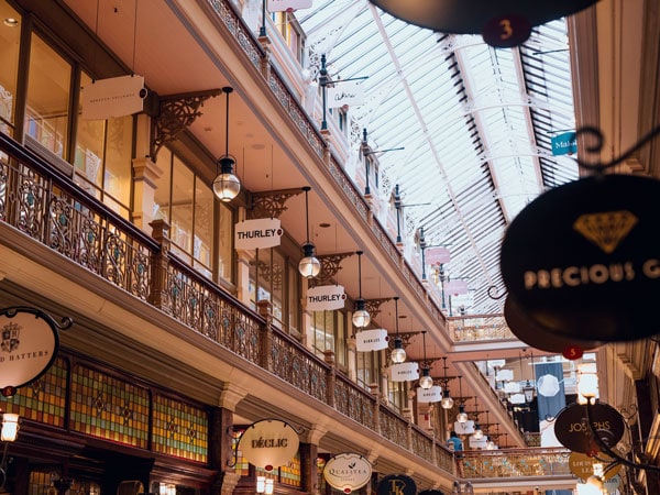 Boutique stores inside the Strand Arcade