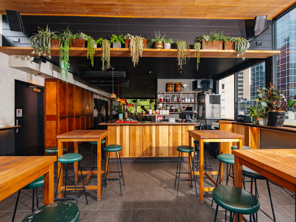 the rooftop bar at Bombabar, Melbourne