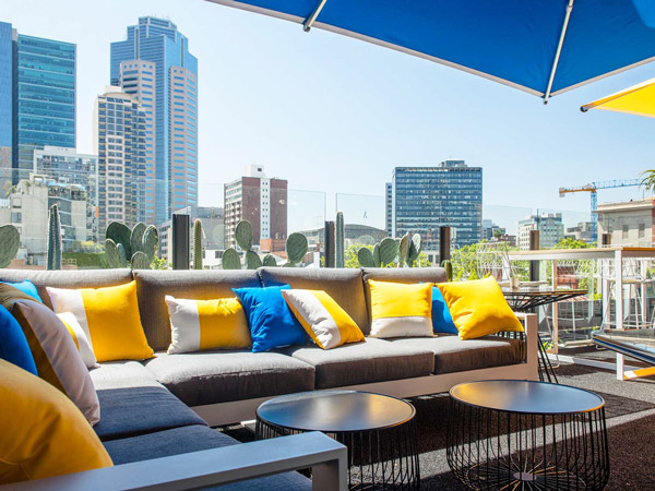 the cosy seating area at Loop Roof, Melbourne