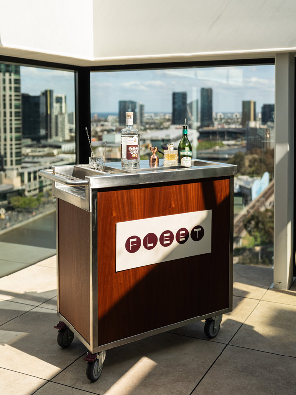 a martini cart at Fleet Rooftop Bar, Melbourne