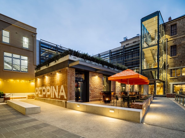 the restaurant exterior of Peppina, Hobart