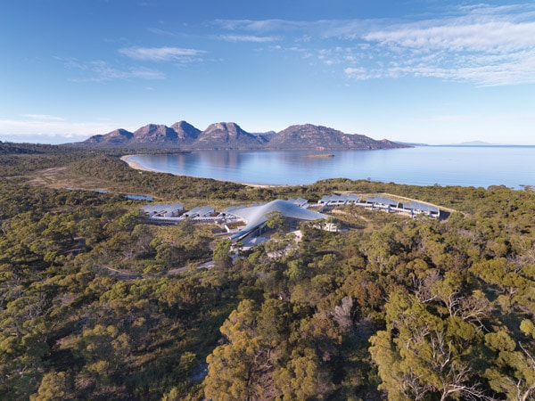 an aerial view of Saffire Freycinet, Freycinet National Park