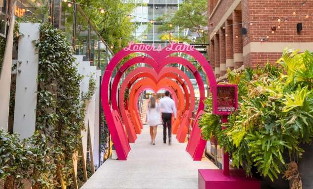 a couple walking along Lovers Lane