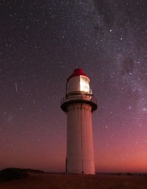 the Quobba Lighthouse under the stars, north of Carnarvon