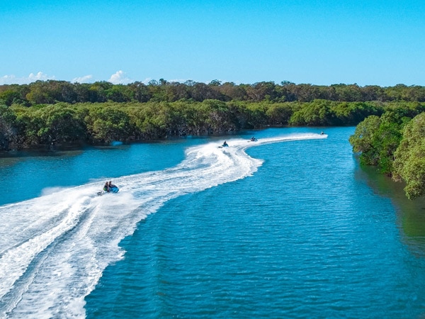 an aerial view of Jetski Safaris, Stradbroke Island, Qld