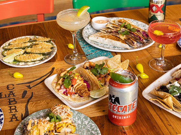 food and drinks on the table at La Cabra, Melbourne