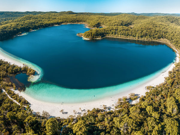 Lake McKenzie aerial shot on K'gari