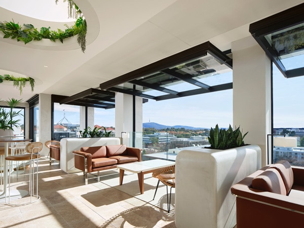 the leather lounge at Leyla Bar