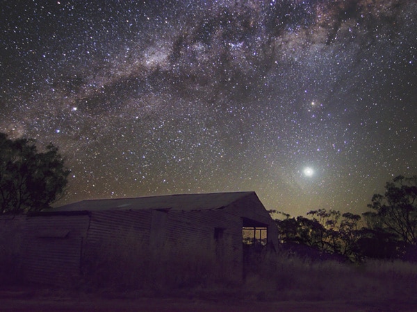 the shimmering Milky Way in the Old Shearing Shed Avoca Farm near Narembeen