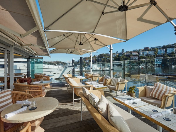 al fresco dining under huge umbrellas, Ormeggio at the Spit