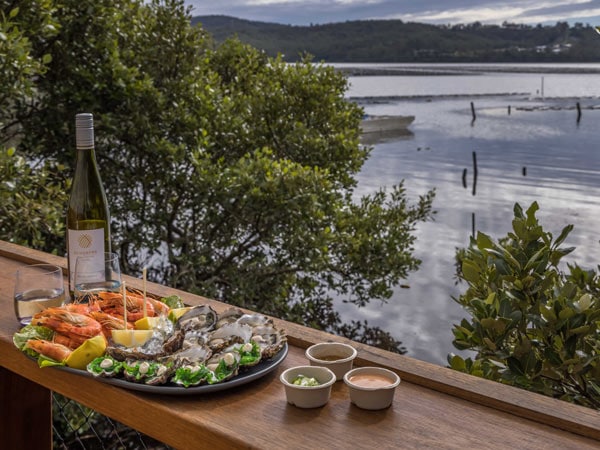 Fresh oysters on a platter at the Oyster Barn