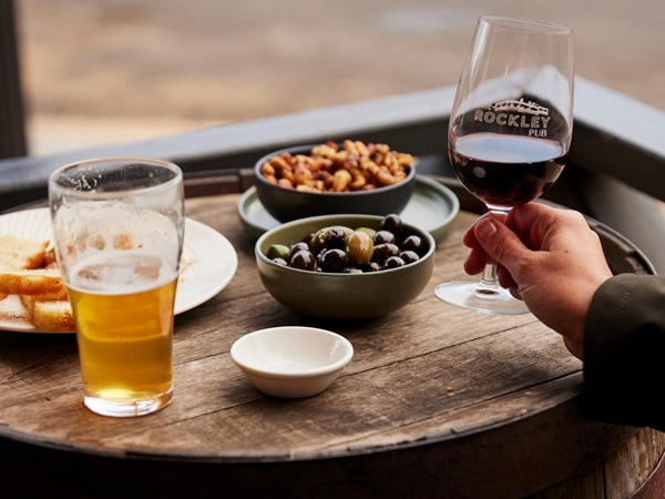 enjoying food at The Rockley Pub