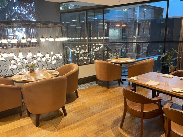 an elegant dining setup at Rusty Fig