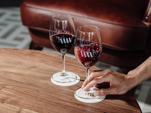 two glasses of wine at SkyCity Adelaide