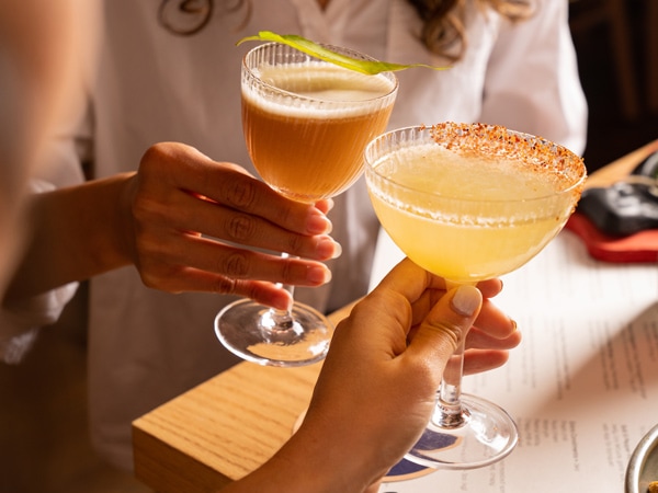 drinking margarita at Easy Tiger