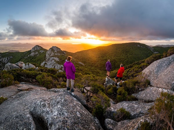 Sunrise on the summit of one of Flinders Islands mountains.