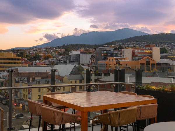 the rooftop bar at The Deck Hobart