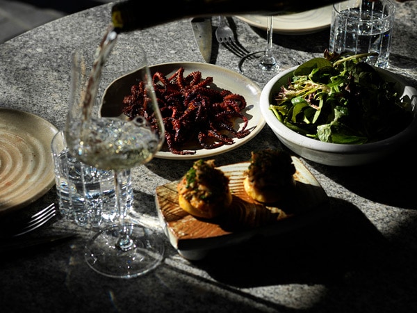 food on the table at arkhé, Norwood