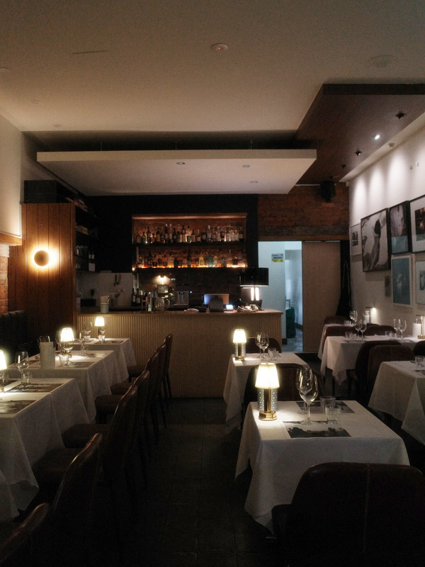 the dimly lit dining at Southall, St Kilda restaurants