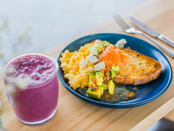 a plate of food and drink at Four Six Eight, Paddington