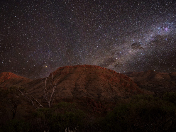 the night sky filled with stars at Lake Mungo