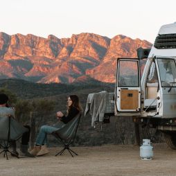 Couple sitting on camping chairs at Bunyeroo Valley Lookout