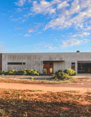 the architectural exterior of Lost & Found, Barham, Murray, NSW