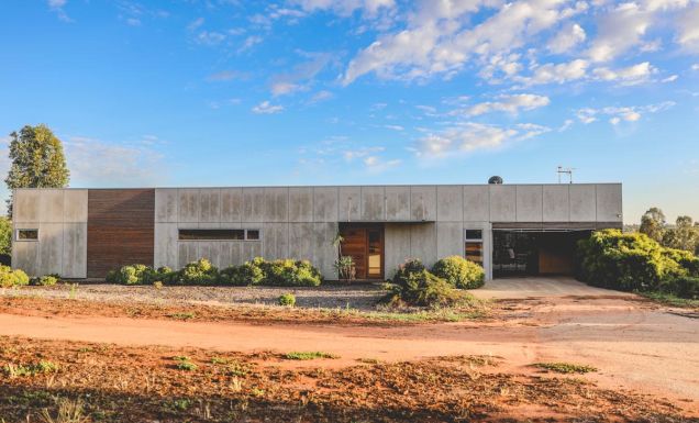 the architectural exterior of Lost & Found, Barham, Murray, NSW