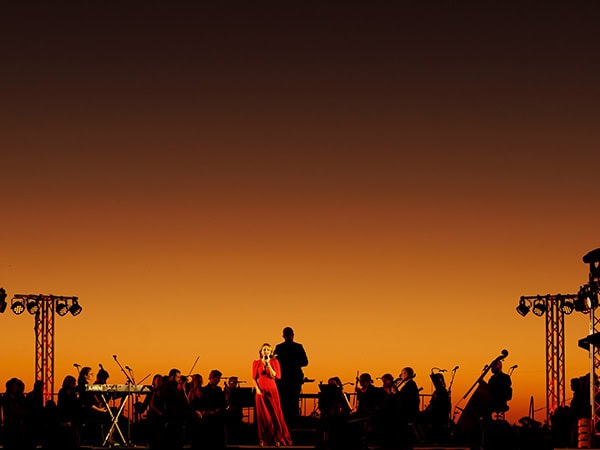 Kate Miller Heidke performing at the Outback Opera Festival in Winton, 2024