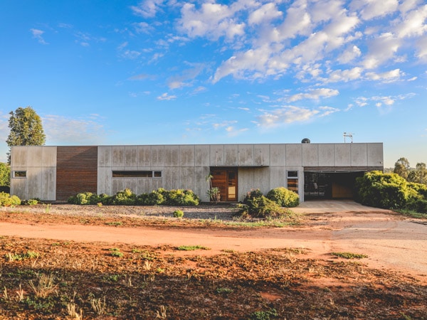 the architectural exterior of Lost & Found, Barham, Murray, NSW