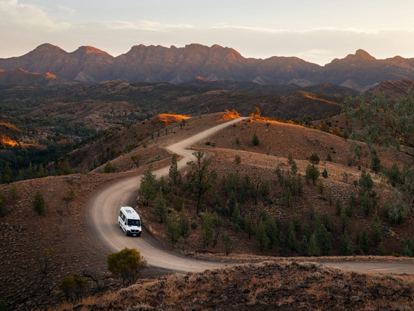 driving through Razorback Lookout, Flinders Ranges