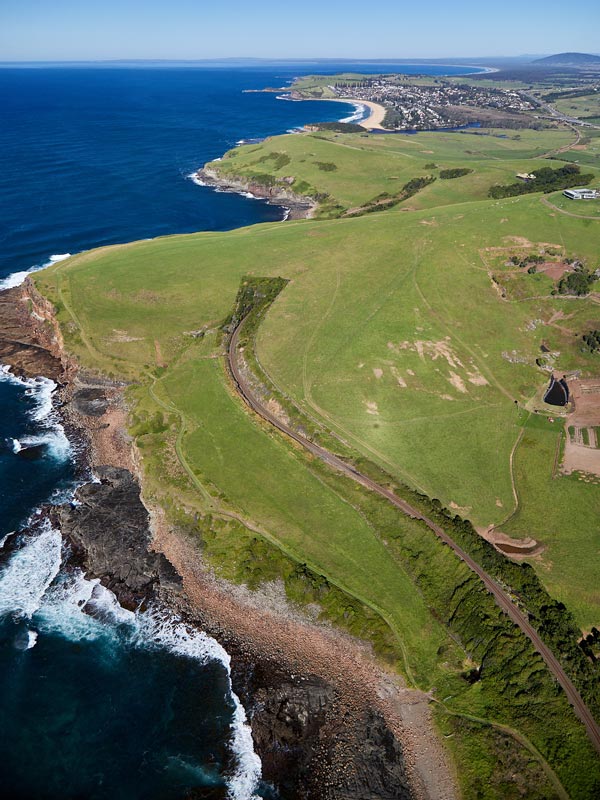 Aerial view of South Coast Line train in NSW