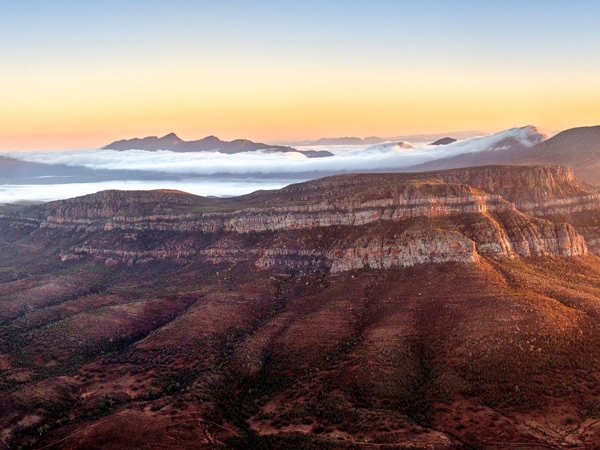 clouds covering Wilpena Pound Flinders Ranges National Park