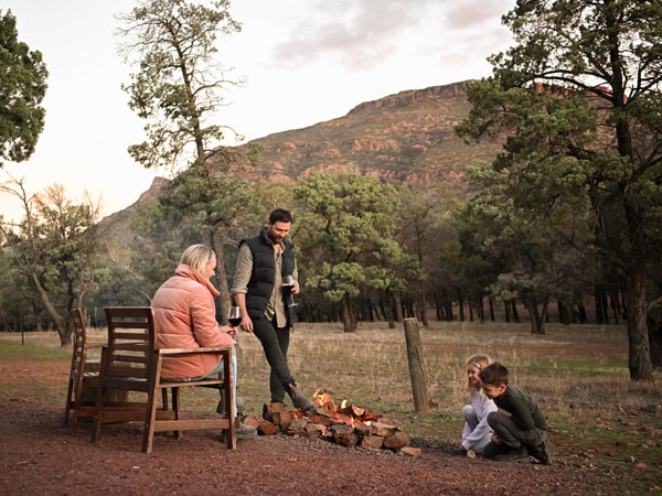 a family relaxing at Wilpena Pound Resort