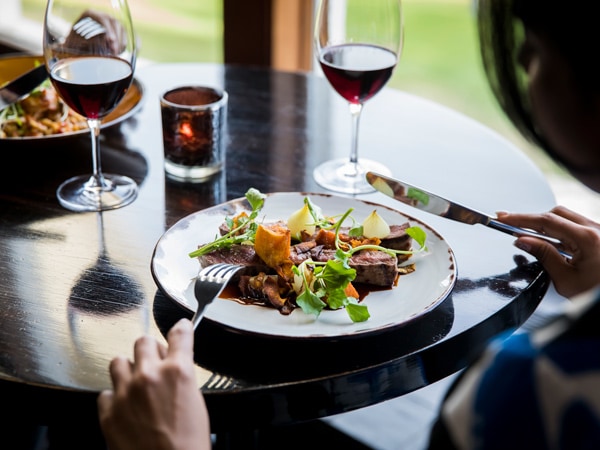 dining at Eucalypt Restaurant inside Fairmont Resort in Leura