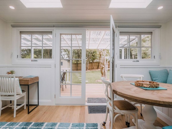the living room door opened at Greenleaf Cottage, Leura