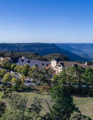 The Fairmont Resort Blue Mountains sits atop a ridge with views overlooking Jamison Valley